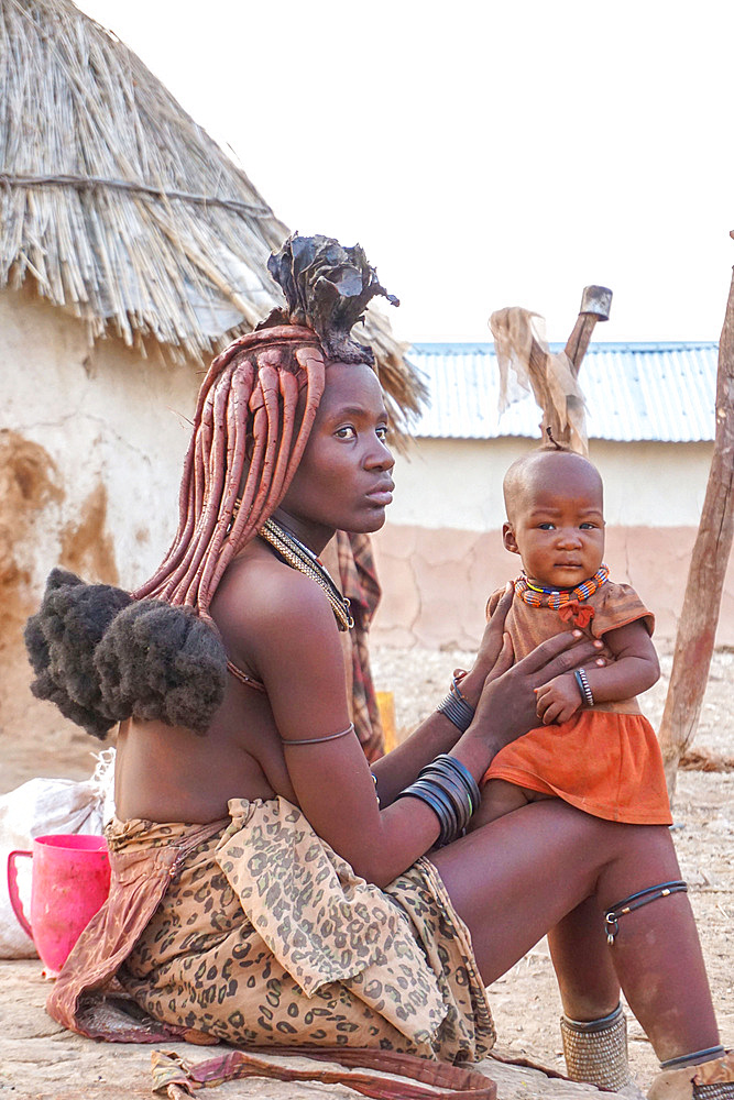 A Himba mother and child, Namibia, Africa