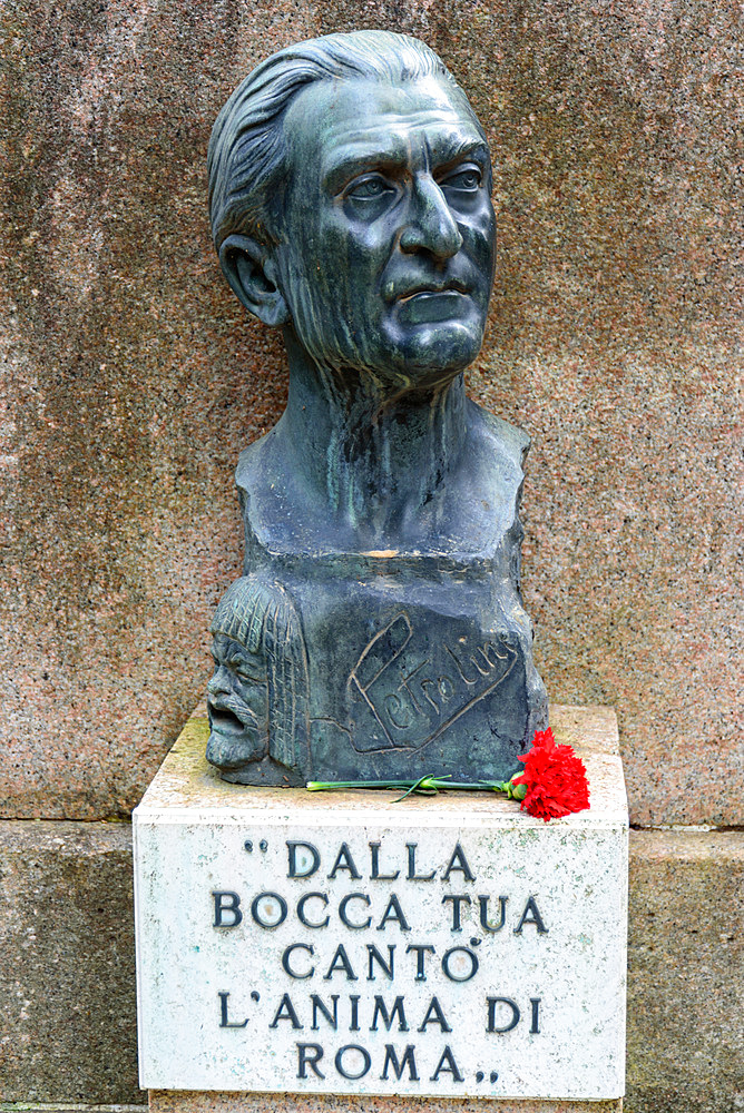 Verano Monumental Cemetery, Ettore Petrolini grave, actor, playwright, screenwriter and novelist, Tiburtino district, European Cemeteries Route, Rome, Lazio, Italy, Europe