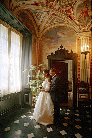Bride with her father, Italy.