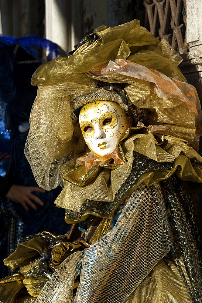 Lady in gold, Venice Carnival, Venice, Veneto, Italy, Europe