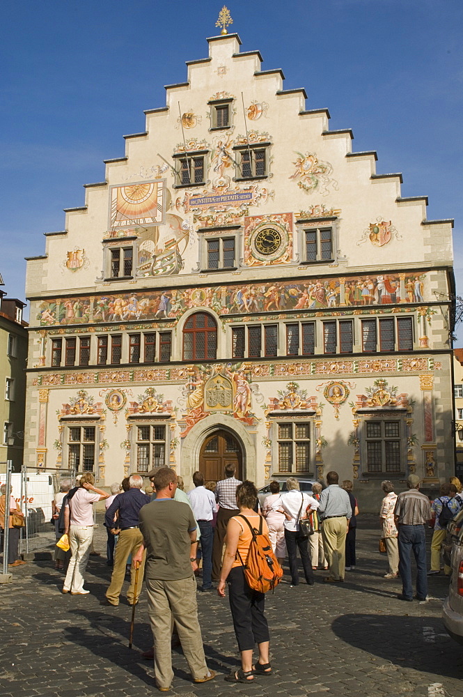 Gable with murals, Rathaus, Lindau, Bavaria, Lake Constance, Germany, Europe