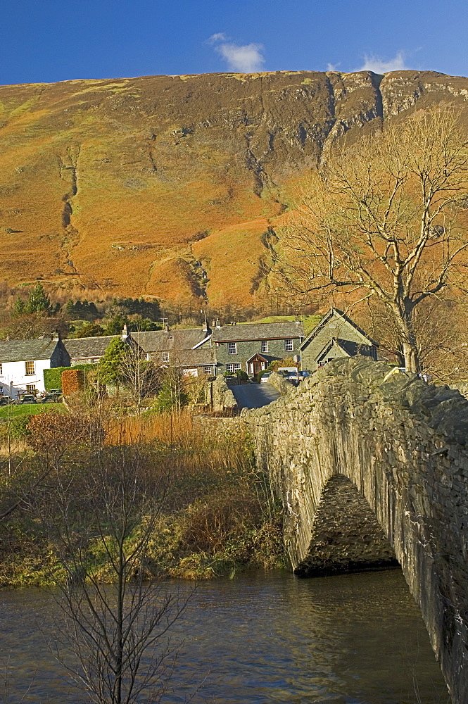 Grange Bridge and village, Borrowdale, Lake District National Park, Cumbria, England, United Kingdom, Europe