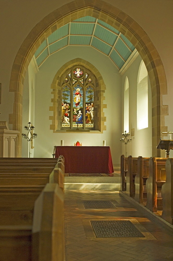 Interior of Rydal village church, William Wordsworth was churchwarden here whilst living at Rydal Mount, Lake District, Cumbria, England, United Kingdom, Europe