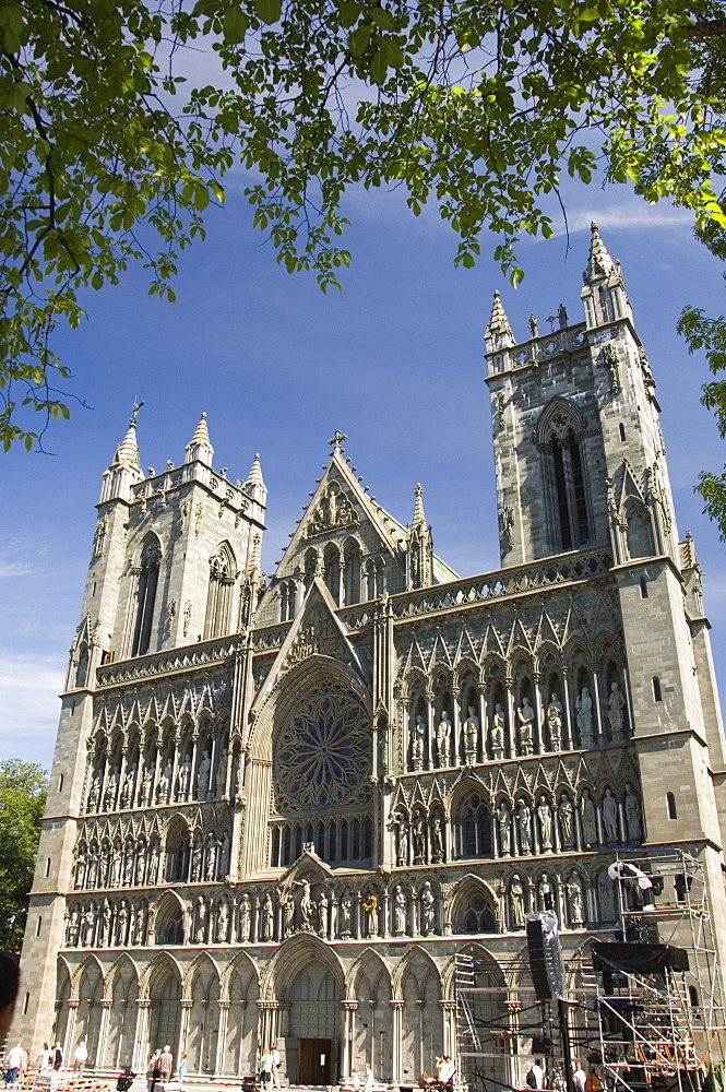 Facade of the Nidarosdomen Og Cathedral, Trondheim, Norway, Scandinavia, Europe