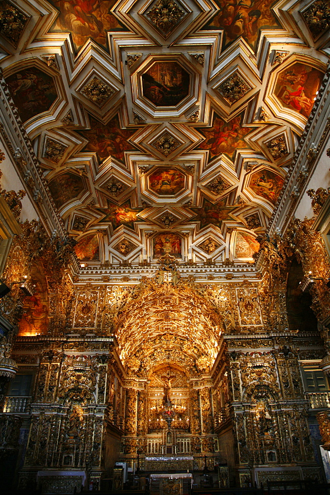 The interior of Igreja de Sao Francisco church, Salvador (Salvador de Bahia), Bahia, Brazil, South America 