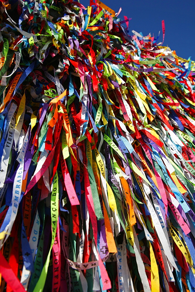 Lucky ribbons tied around at Igreja Nosso Senhor do Bonfim church, Salvador (Salvador de Bahia), Bahia, Brazil, South America 