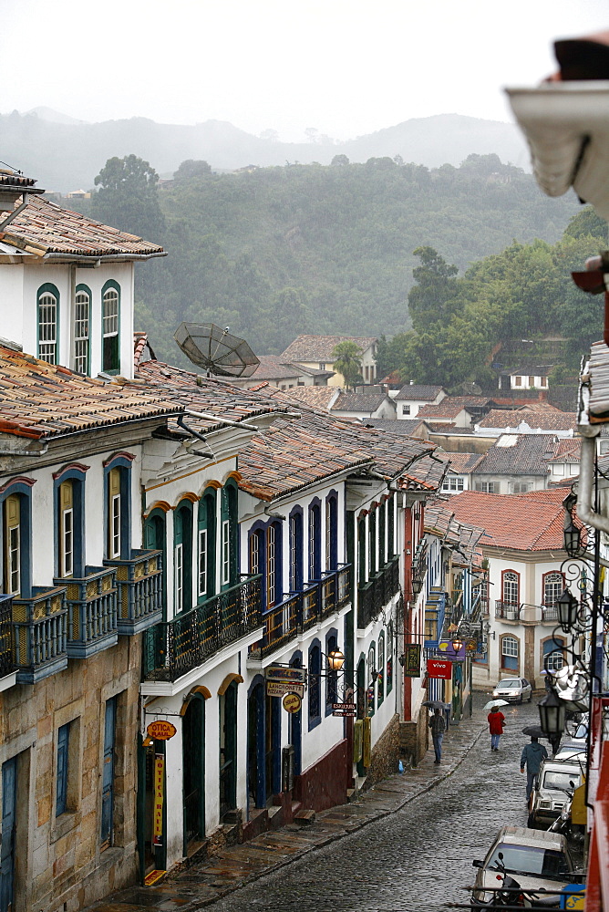 Street scene in Ouro Preto, UNESCO World Heritage Site, Minas Gerais, Brazil, South America 