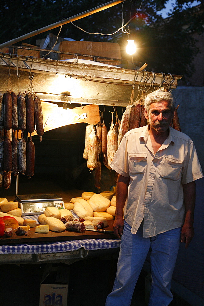 Local food stall selling salamies and cheese in Cafayate, Salta Province, Argentina, South America