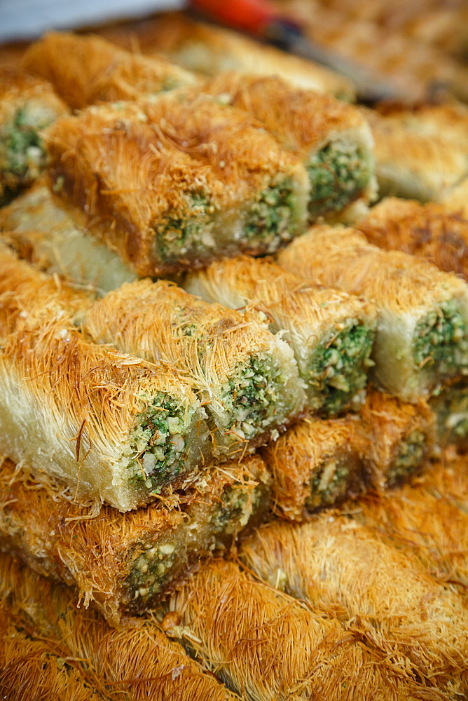 Baklava, an Arab sweet pastry, Mahane Yehuda market, Jerusalem, Israel, Middle East