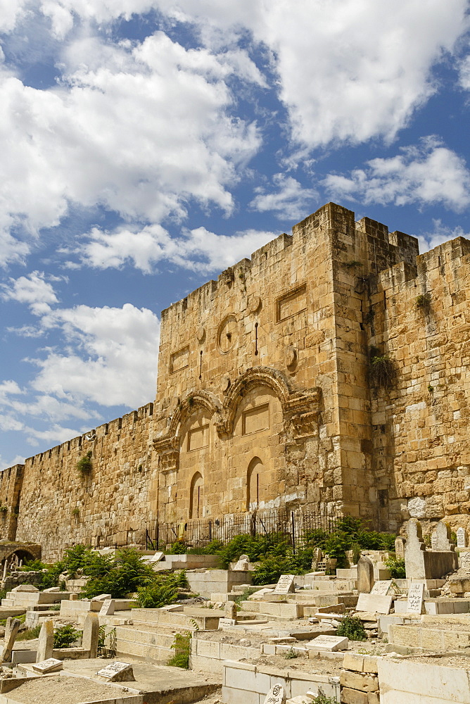 The Golden Gate on the eastern wall of the Temple Mount, UNESCO World Heritage Site, Jerusalem, Israel, Middle East 