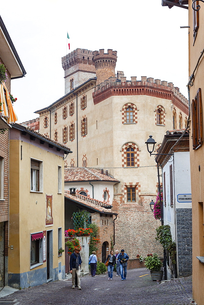 Street scene in Barolo village, Langhe, Cuneo district, Piedmont, Italy, Europe