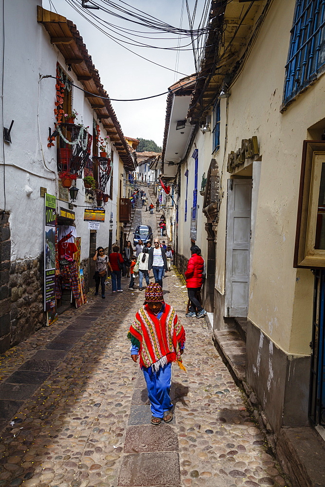 Street scene in San Blas neighborhood, Cuzco, Peru, South America