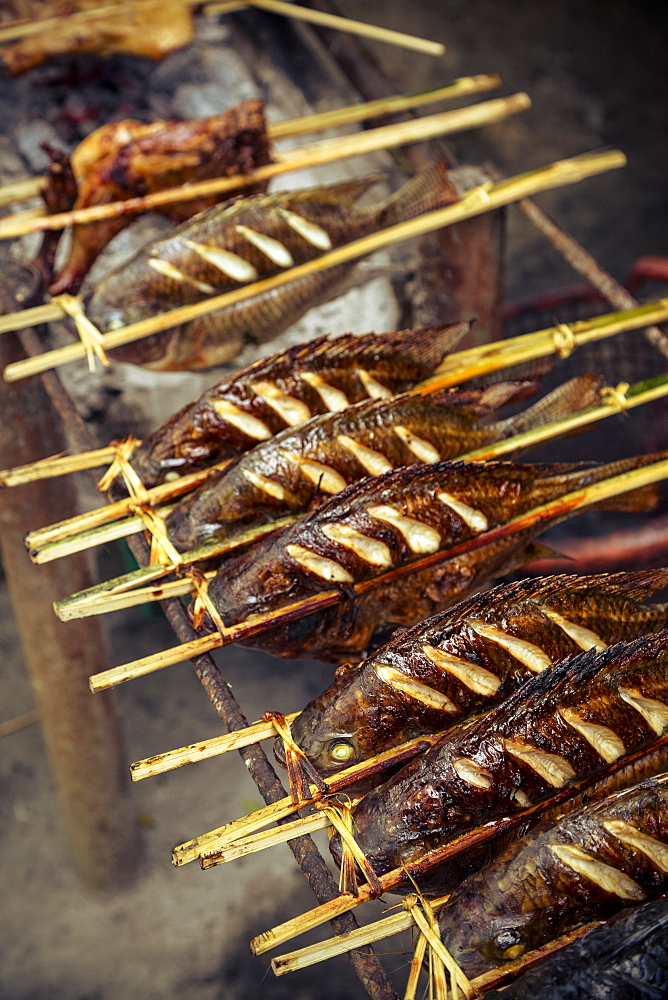 Grilled fish, Luang Prabang, Laos, Indochina, Southeast Asia, Asia