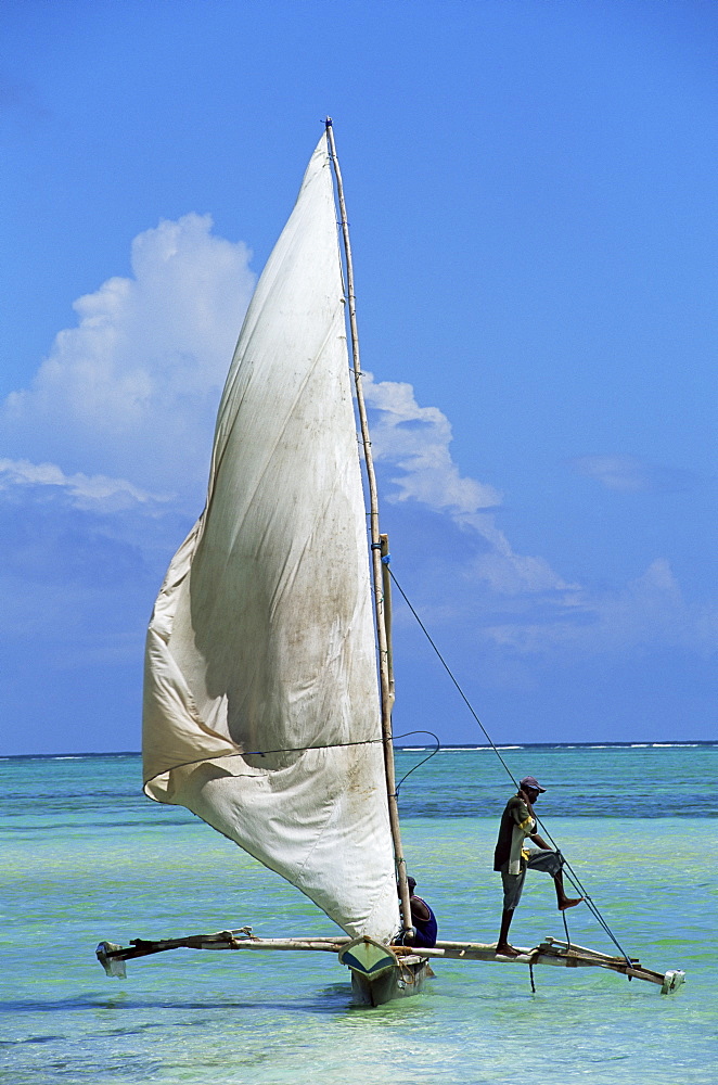 Sailing boat, Kiwengwa beach, Zanzibar, Tanzania, East Africa, Africa