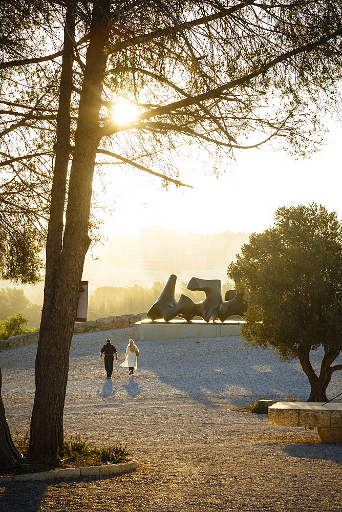 Henry Moore sculpture in the Billy Rose Sculpture Garden, Israel Museum, Jerusalem, Israel, Middle East