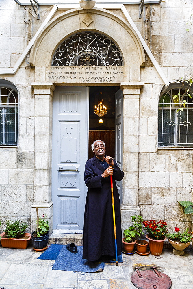 Priest at the Ethiopian Orthodox Church, Jerusalem, Israel, Middle East