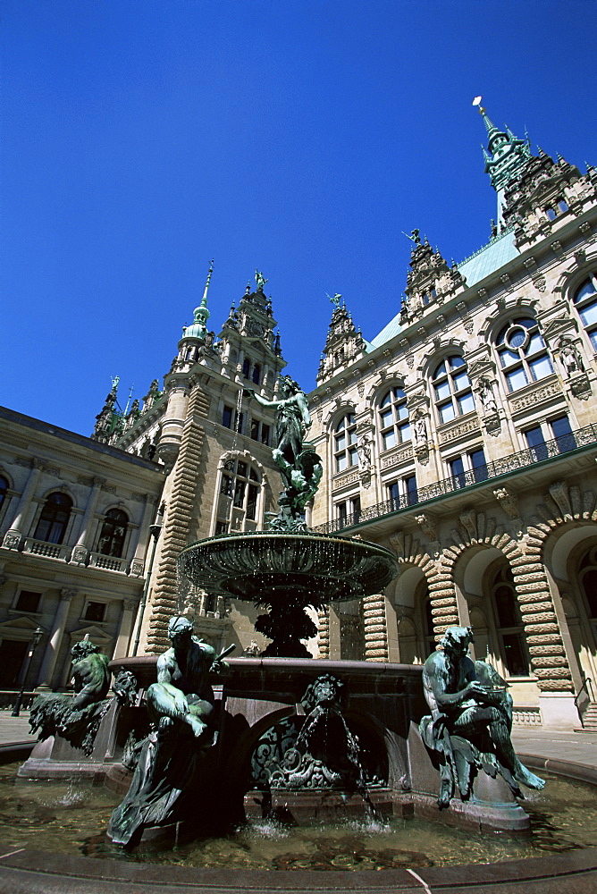 Fountain in the courtyard of Hamburg City Hall, Hamburg, Germany, Europe