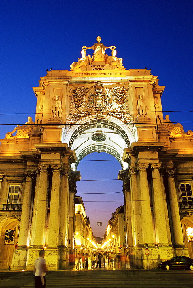 Rua Augusta Arch, Praca do Comercio, Lisbon, Portugal, Europe