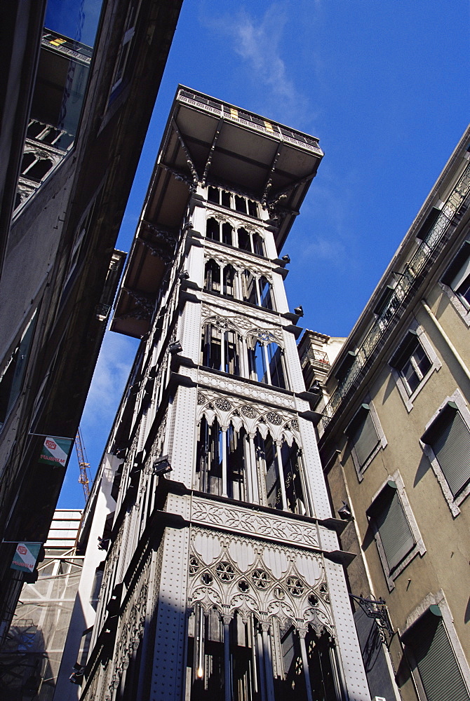 Santa Justa elevator, by Gustave Eiffel, Lisbon, Portugal, Europe