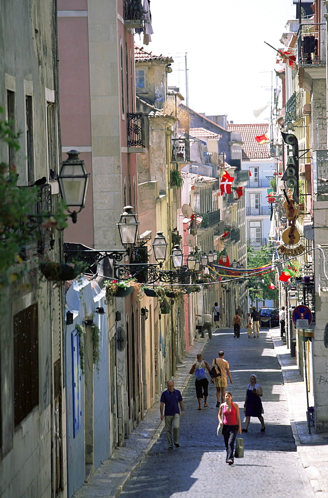 Street in Bairro Alto, Lisbon, Portugal, Europe