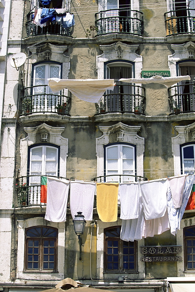 Facade of a house in the Moorish quarter of Alfama, Lisbon, Portugal, Europe