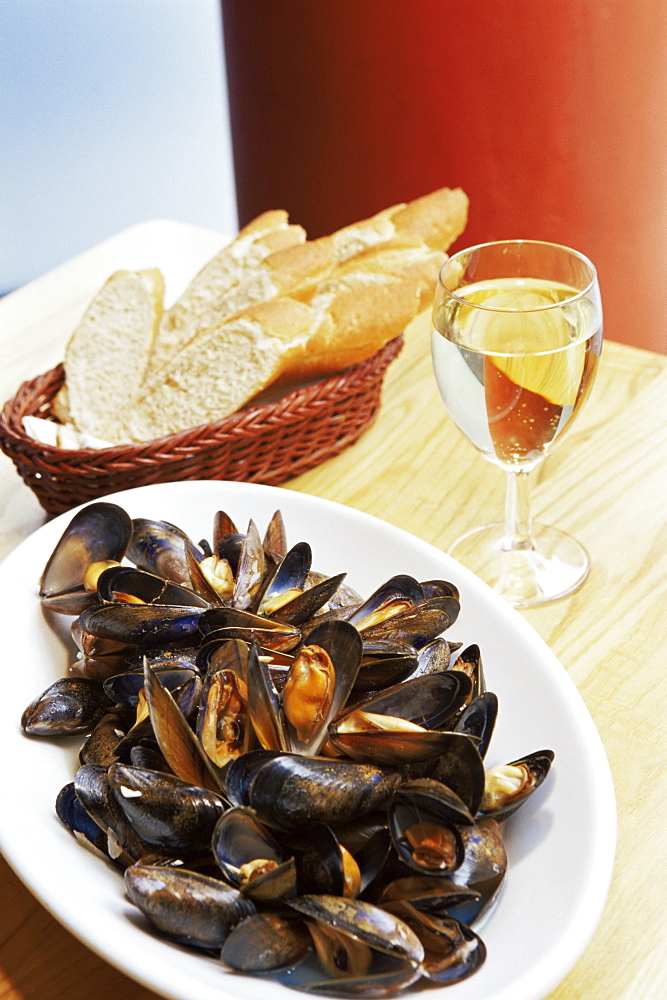 A plate of mussels, Glasgow, Scotland, United Kingdom, Europe