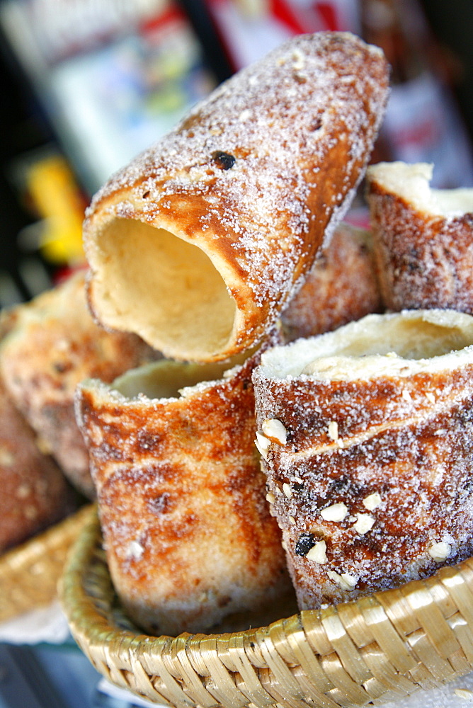 Trdelnik, a traditional sweet Czech pastry, Prague, Czech Republic, Europe