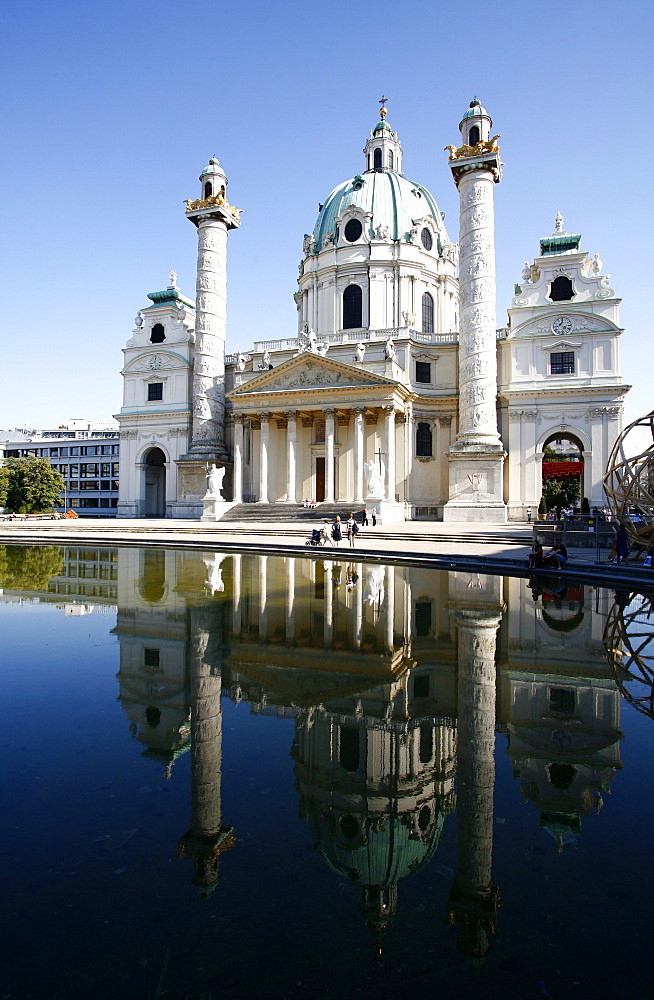 Karlskirche (St. Charles Borromeo church) by Fischer von Erlach in Karlsplatz, Vienna, Austria, Europe