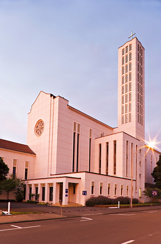 Cathedral at dawn in the Art Deco city of Napier, North Island, New Zealand, Pacific