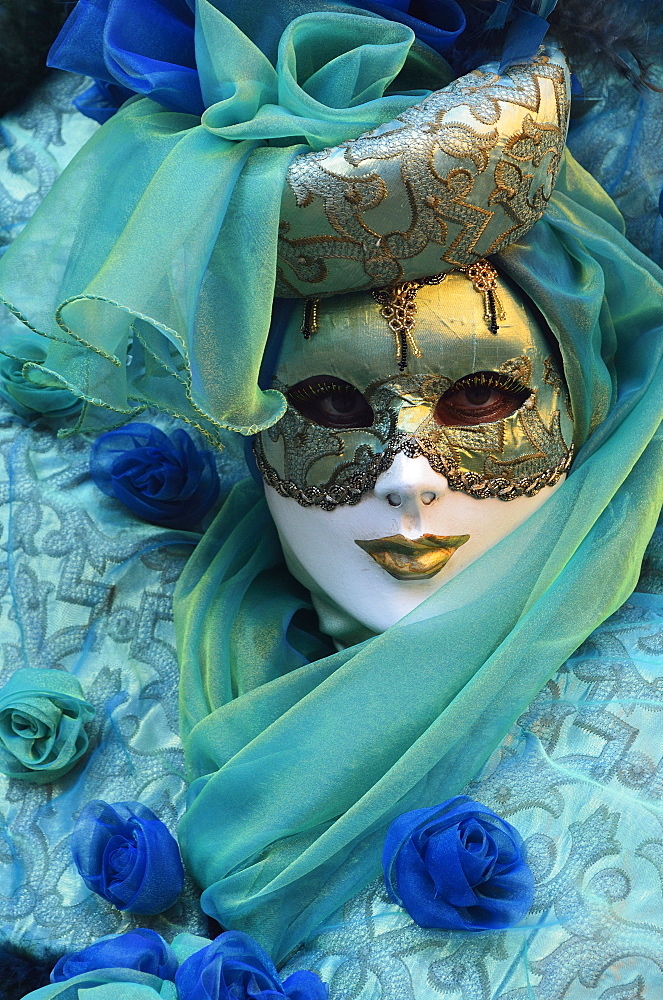 Masked figure in costume at the 2012 Carnival, Venice, Veneto, Italy, Europe