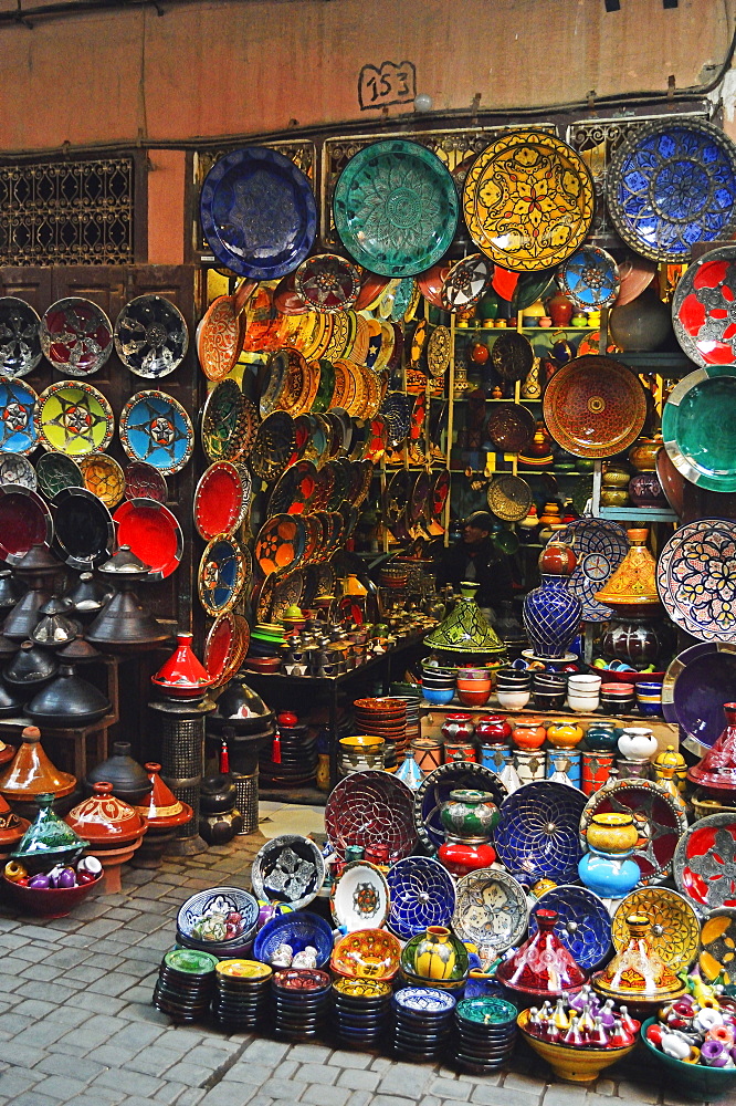 Display of merchandise, The Souks, Medina, Marrakesh, Morocco, North Africa, Africa