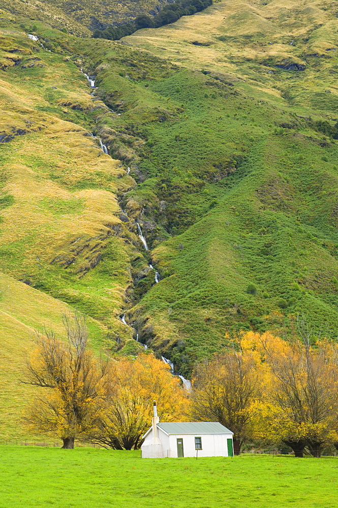 Hut, Matukituki Valley, Wanaka, Central Otago, South Island, New Zealand, Pacific