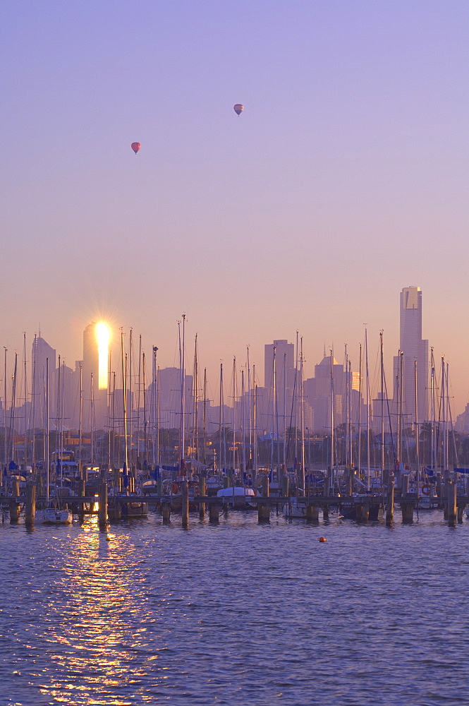 St. Kilda Harbour and Melbourne skyline, Melbourne, Victoria, Australia, Pacific