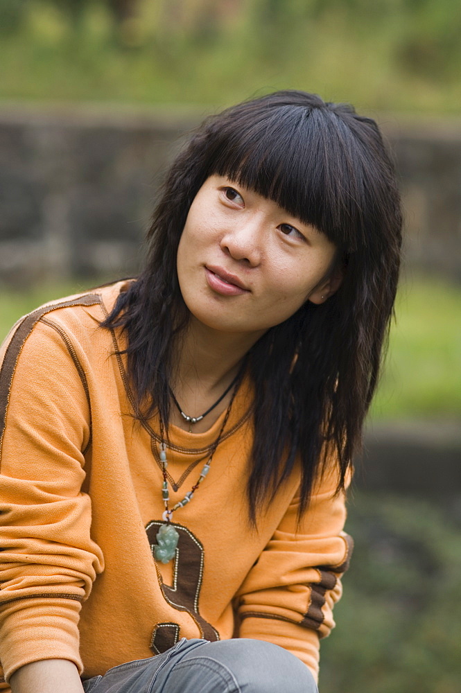 Portrait of young Chinese woman, Huangshan City (Tunxi), Anhui Province, China, Asia