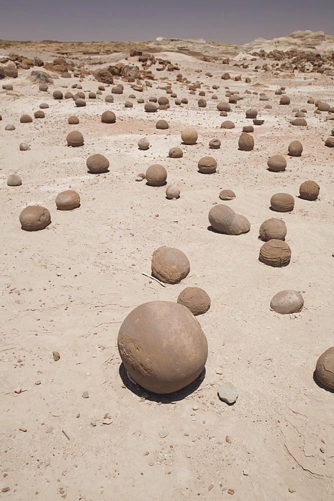 Spherical rock formations, Valle de la Luna National Park, San Juan, Argentina, South America