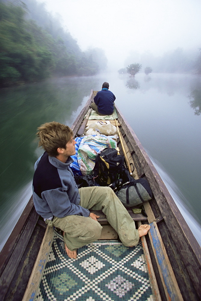 River taxi, Nam Tha river, Laos, Indochina, Southeast Asia, Asia