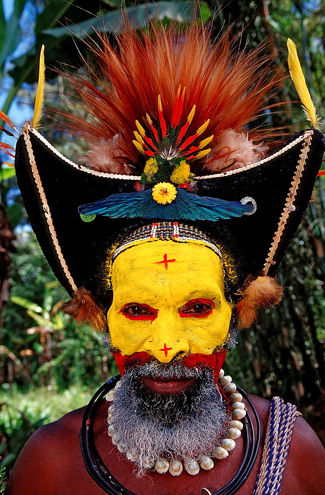 Huli wigman, Tari, Huli, Highlands, Papua New Guinea, Pacific