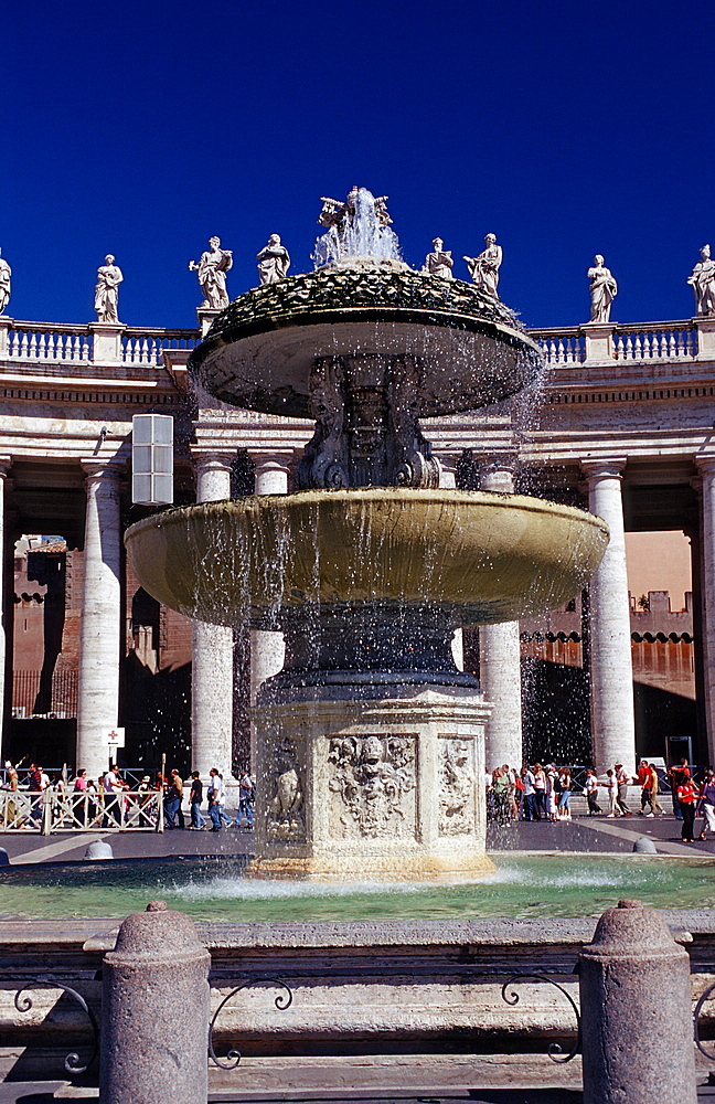 Fountain in St Peters Square , Italy, Rome, Vatican City