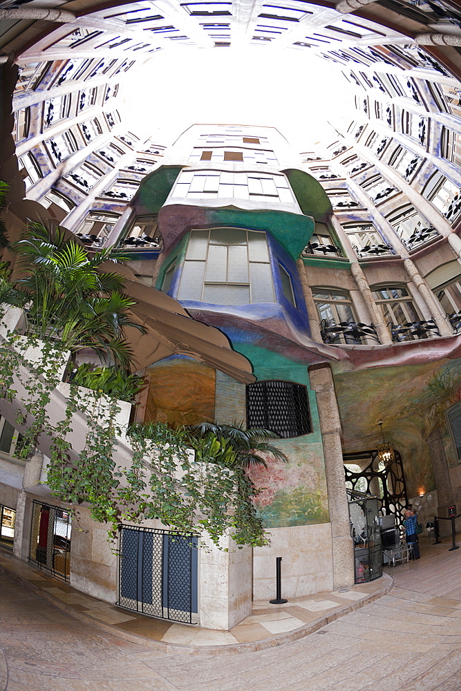 Casa Mila Atrium of Architect Antoni Gaudi, Barcelona, Catalonia, Spain