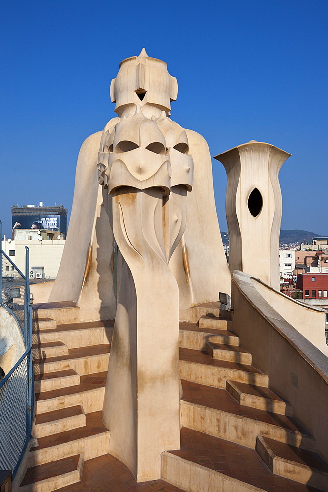 Casa Mila Rooftop of Architect Antoni Gaudi, Barcelona, Catalonia, Spain