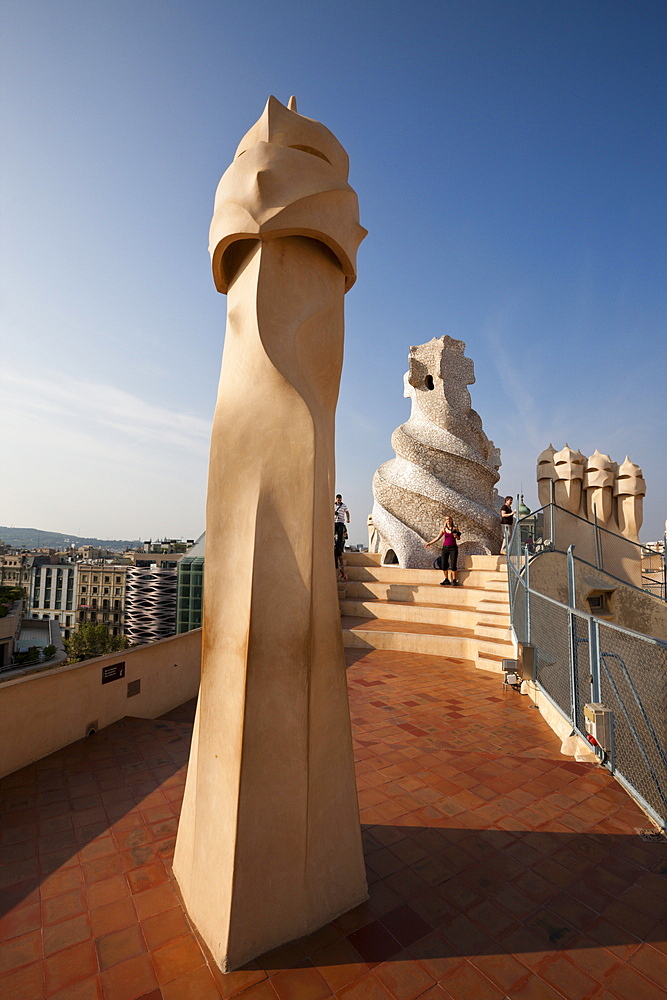 Casa Mila Rooftop of Architect Antoni Gaudi, Barcelona, Catalonia, Spain