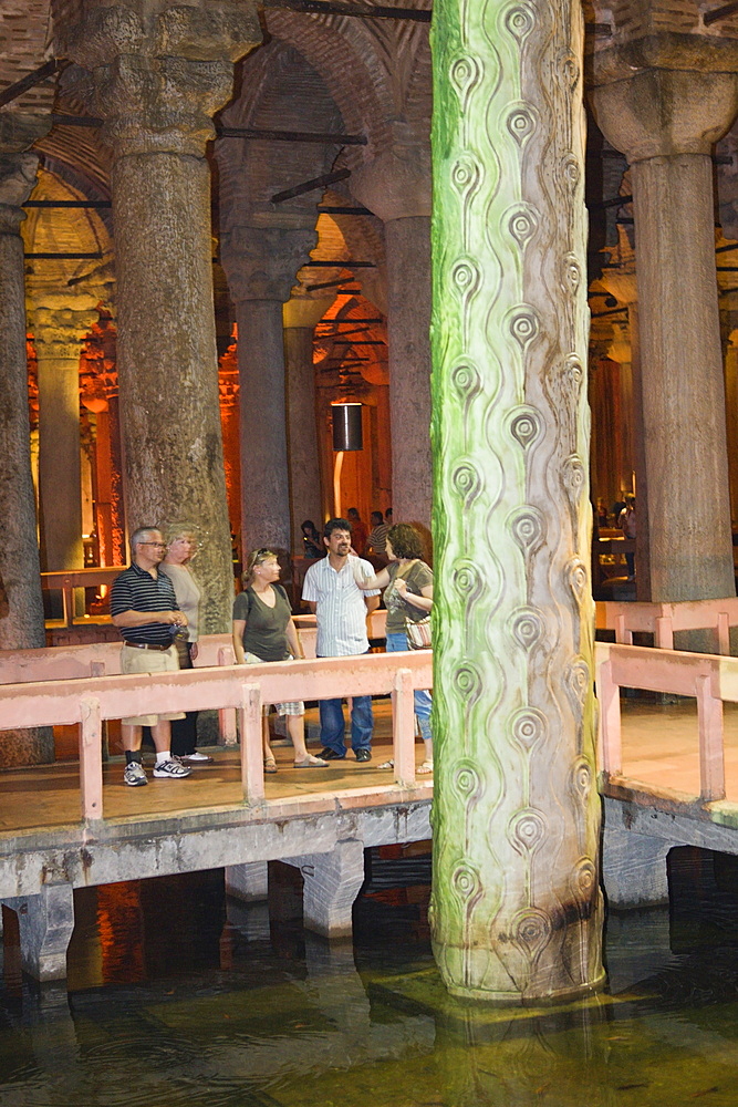 Tourists at Yerebatan Sarayi Cistern, Istanbul, Turkey