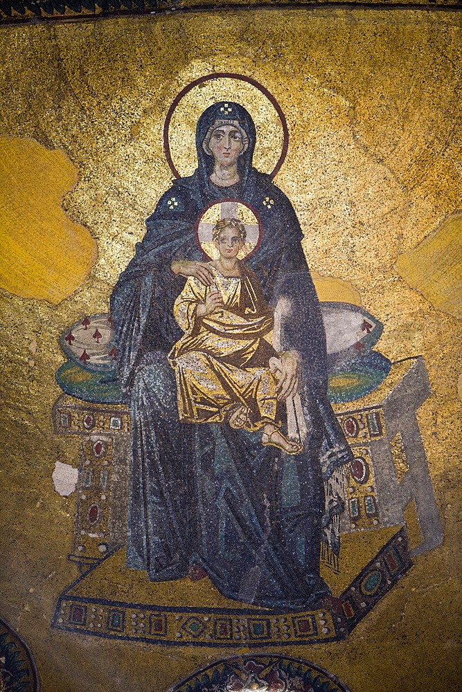 Apse Mosaic Virgin and Child at Hagia Sophia, Istanbul, Turkey