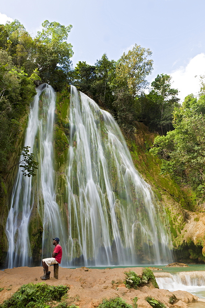 Waterfall, Cascada El Limon, Las Terrenas, Samana Peninsula, Dominican Republic, West Indies, Central America