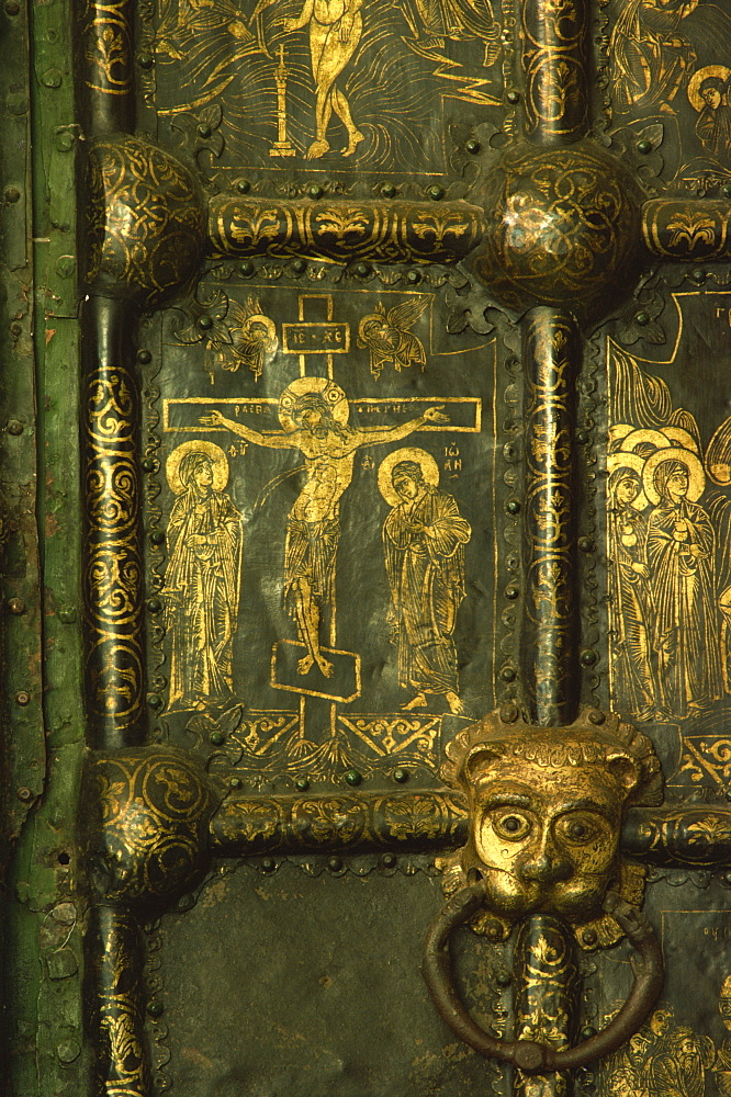 Detail of Crucifixion on the Nativity Door, Suzdal Cathedral, Russia, Europe