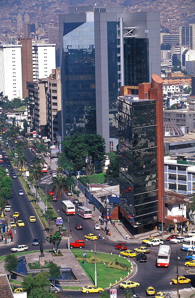 Ecuador's capital and second largest city skyscrapers and apartments in the high end Gonzalez Suarez area of Quito's New Town, Quito, Ecuador