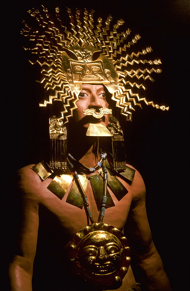 La Tolita Culture, c 500BC to 500AD Gold Diadem or Crown, in the collection of the Banco Central de Ecuador in Quito, North Coast, Ecuador