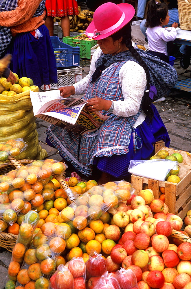 Cuenca World Heritage City & Ecuador's third largest city, famous for its colonial architecture activity in the main produce market, Highlands, Ecuador