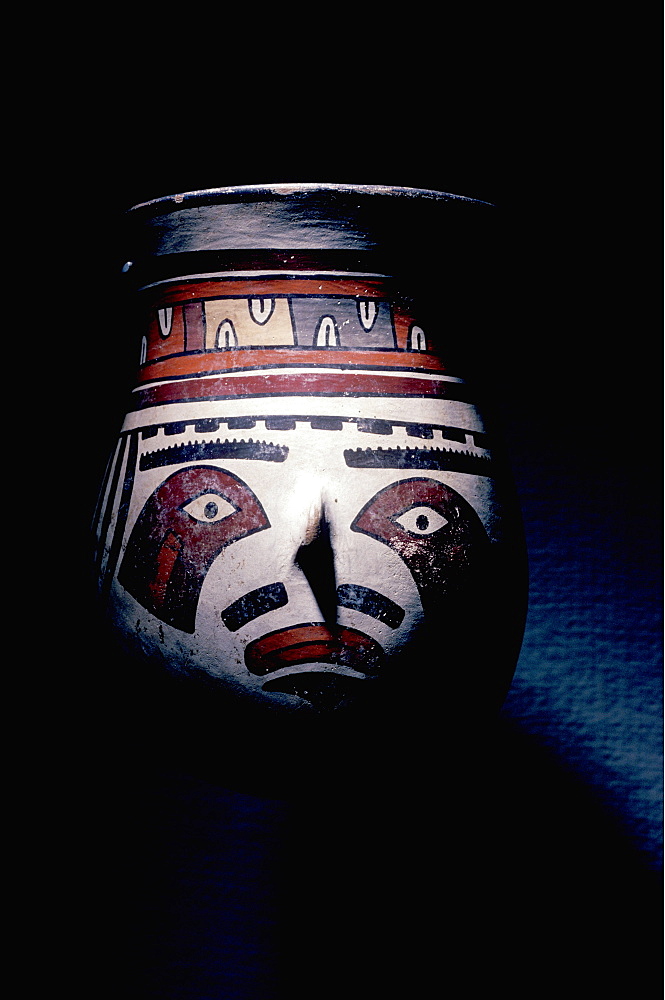 Nazca Culture 100-700 AD ceremonial ceramic beaker with falcon markings in the Collection the Art Institute of Chicago, Peru