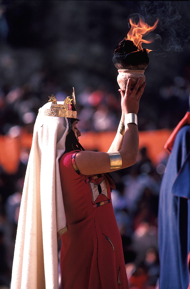 Inti Raymi the procession of offerings during the Incan Festival of the Sun, held at Sacsayhuaman, above Cuzco on June 24th, Peru